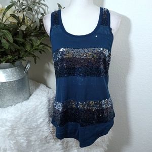 EXPRESS TEAL SEQUIN TANK  SZ.S EUC